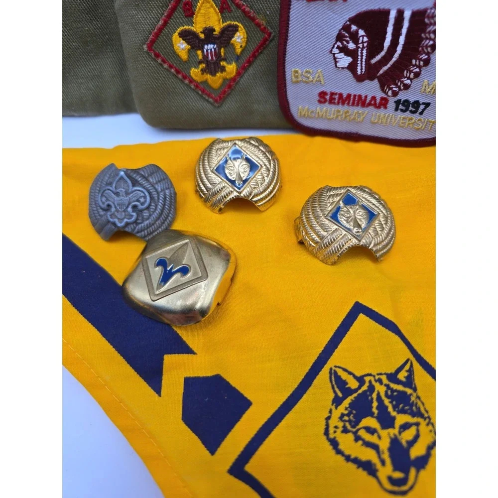 VTG Boy Scouts Lot – Hats with Patches, Cub Scouts & Neckerchiefs